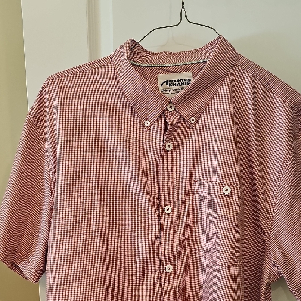 Mountain Khakis Red and White Checkered Button Down Shirt